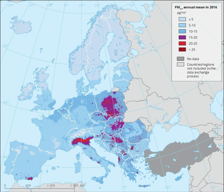 inquinamento mappa europa